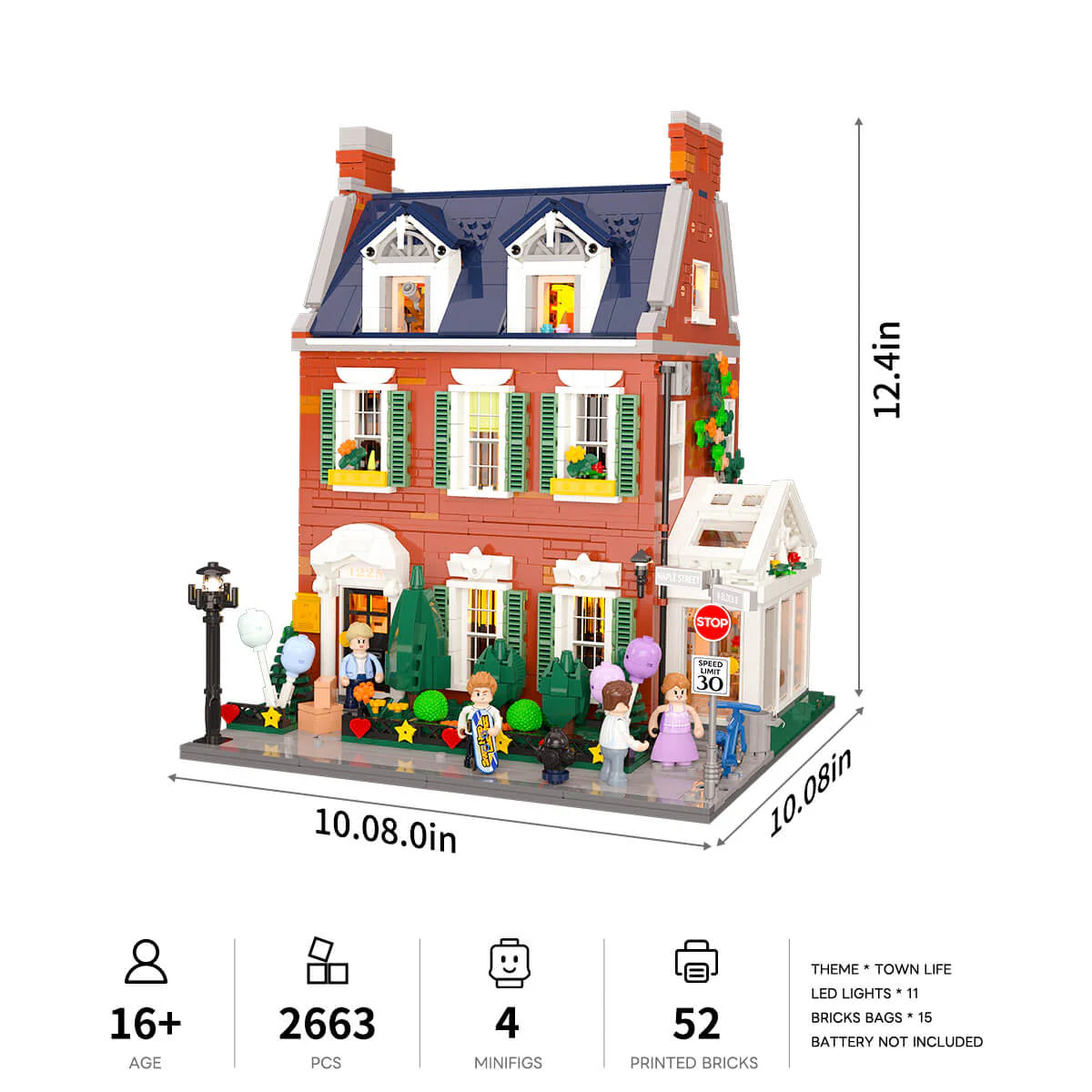 Lumibricks 15009 / L9107 - Redbrick Row House - Reihenhaus aus rotem Backstein
