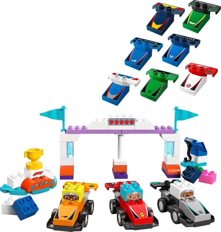 LEGO DUPLO F1 Team Rennautos mit Rennfahrern 10445