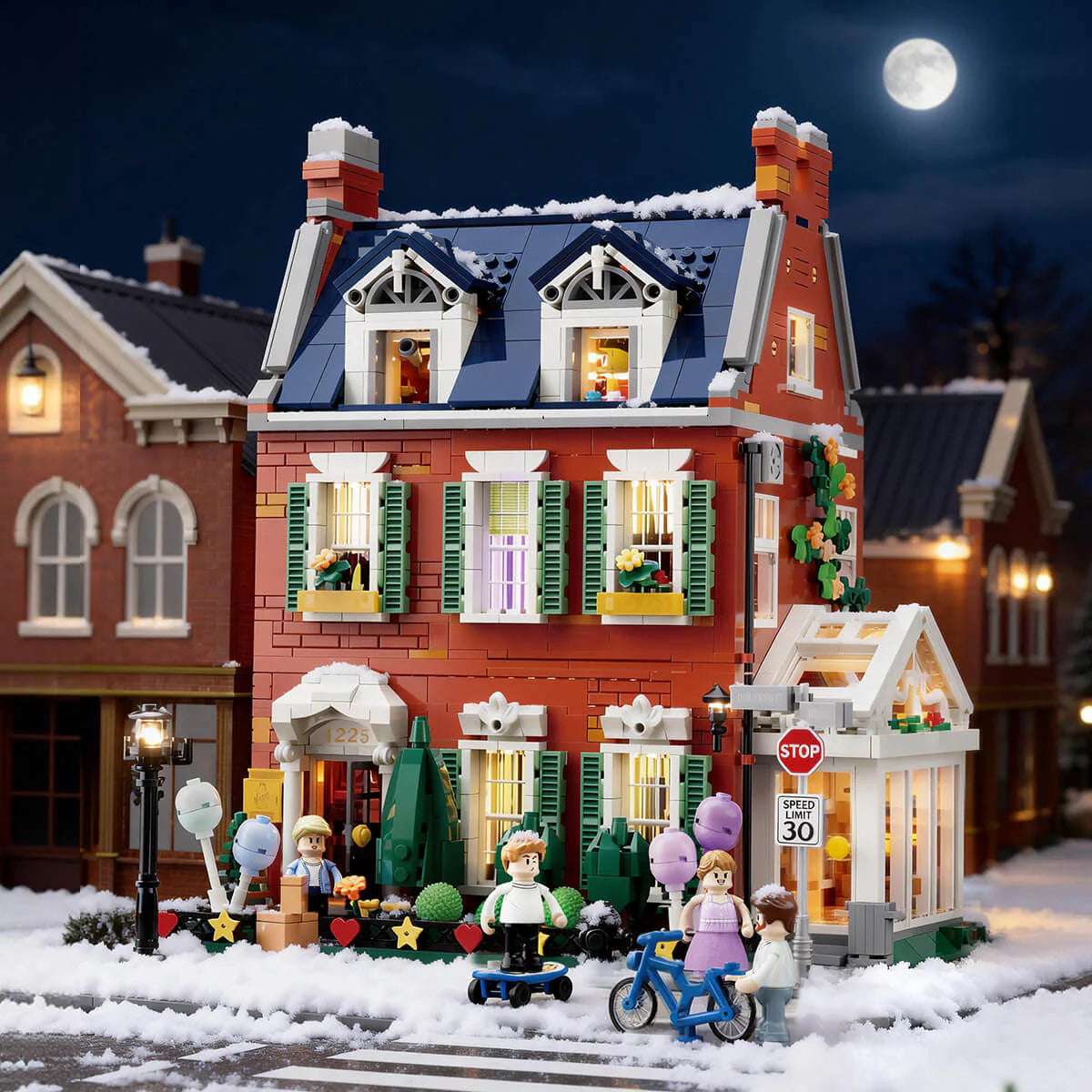 Lumibricks 15009 - Redbrick Row House - Reihenhaus aus rotem Backstein