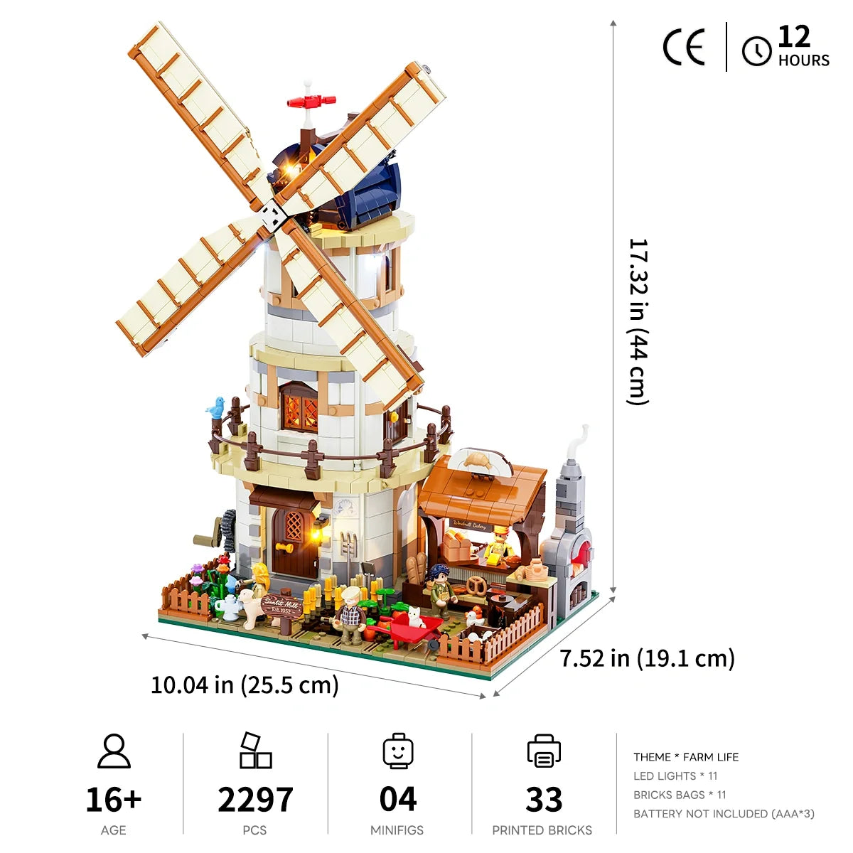 Lumibricks 16012 - Holländische Windmühlenmühle - Dutch Windmill Millhouse