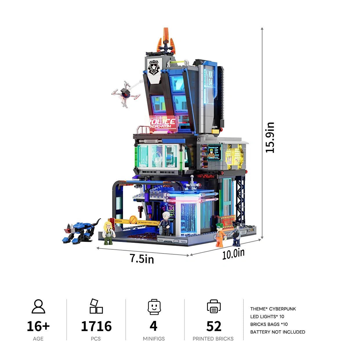 Lumibricks 17009 - Cyberpunk Police HQ - Cyberpunk Polizei-Hauptquartier