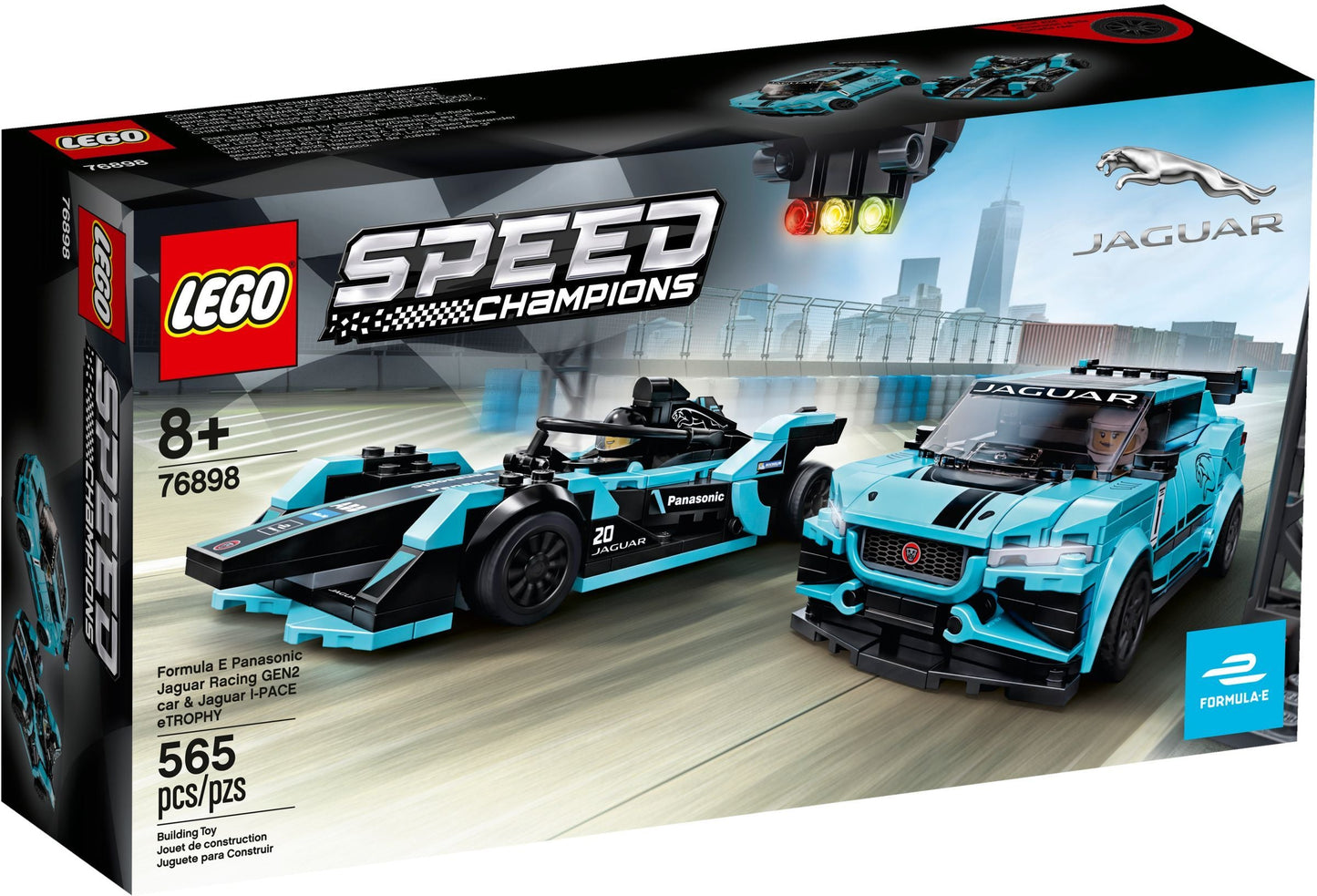LEGO Speed Champions Formula E Panasonic Jaguar Racing GEN2 car & Jaguar I-PACE eTROPHY 76898