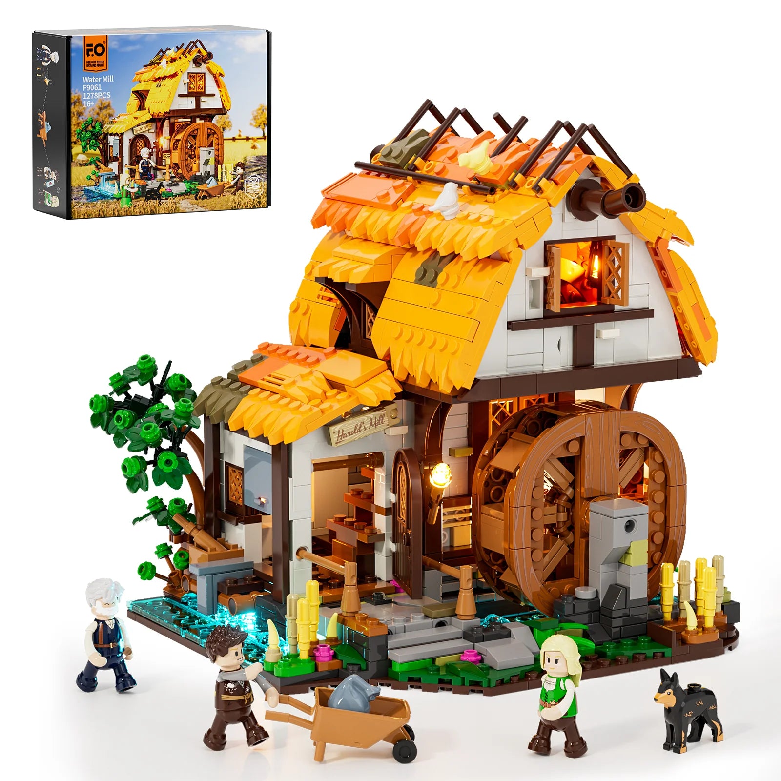 Lumibricks F9061 - Water Mill - Mittelalterliche Wassermühle