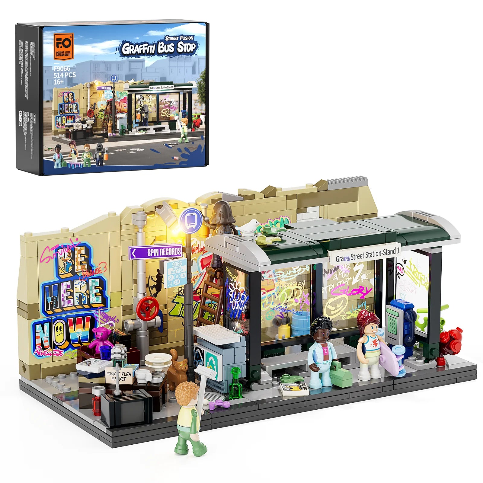 Lumibricks F9066 - Graffiti Bus Stop - Graffiti-Bushaltestelle