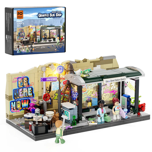 Lumibricks F9066 - Graffiti Bus Stop - Graffiti-Bushaltestelle