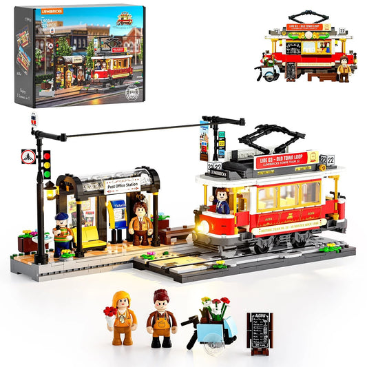 Lumibricks L9084 - Heritage Tram and Station - Historische Strassenbahn und Haltestelle