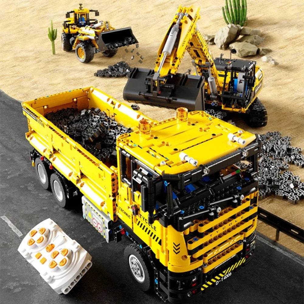 MOC 2.4G Remote Control Excavator Crane Loader Trucks Building Blocks Engineering Car Bricks Technical Model Toys For Kid Gift