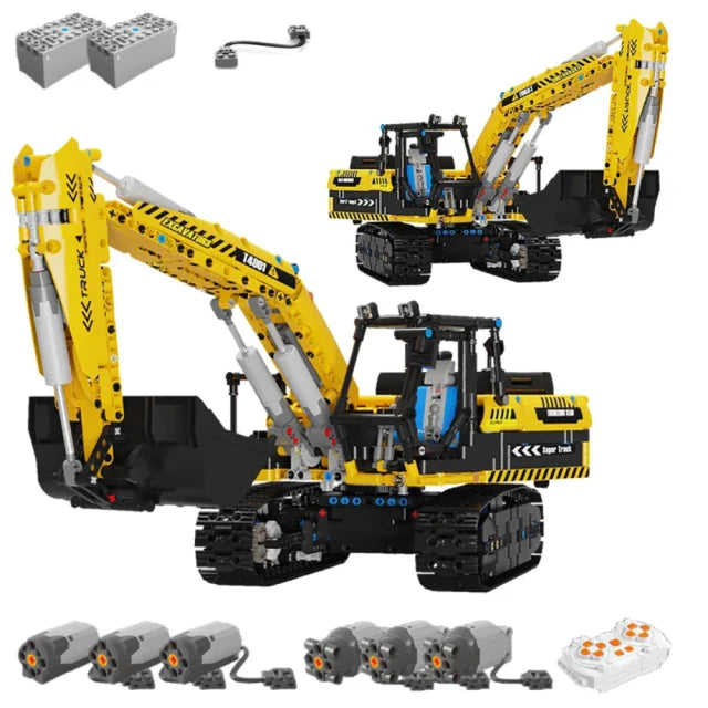 MOC 2.4G Remote Control Excavator Crane Loader Trucks Building Blocks Engineering Car Bricks Technical Model Toys For Kid Gift