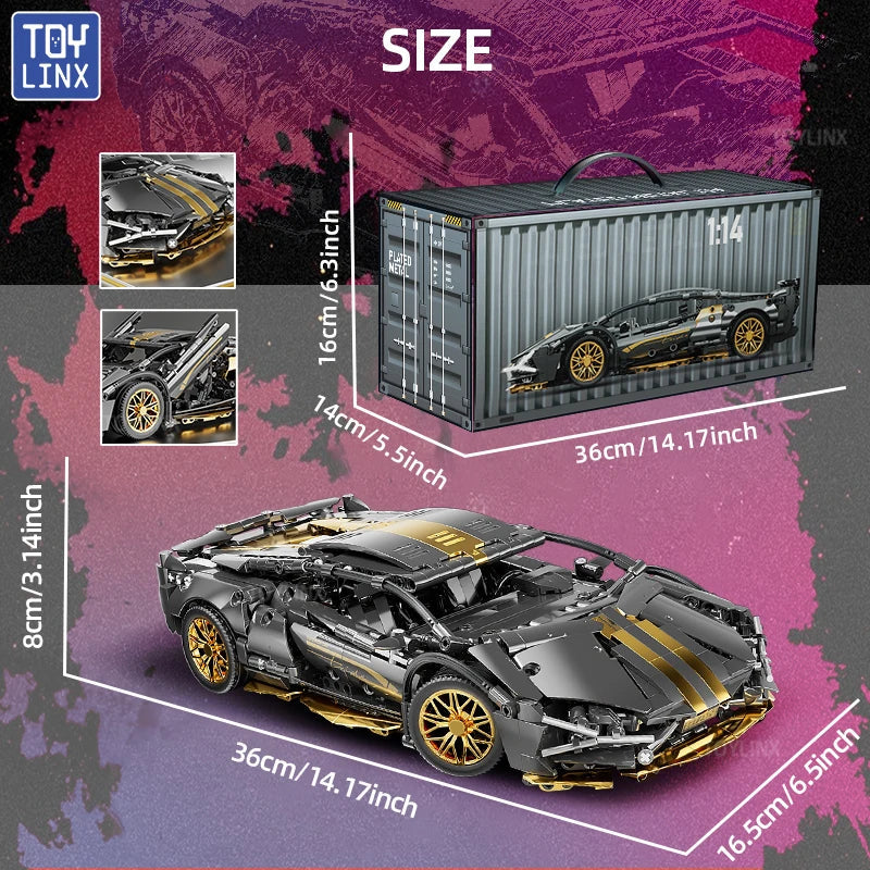 ToylinX 1:14 Supercar Building Block Toy Optional Power Group 14+ Technology Design Christmas Gift for Adults and Kids With Box