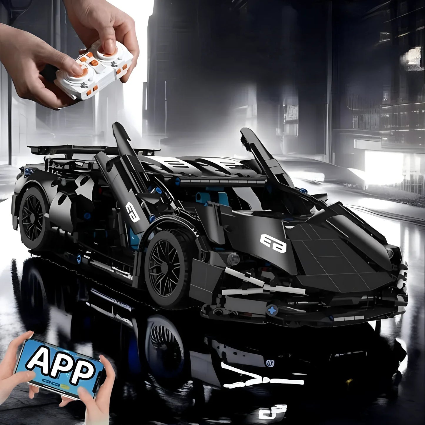 Technical Racing Sport Car Model Building Blocks technic adults 1:14 DIY Supercar Brick Puzzle Toys Kid Adult Gift（1280+granule）