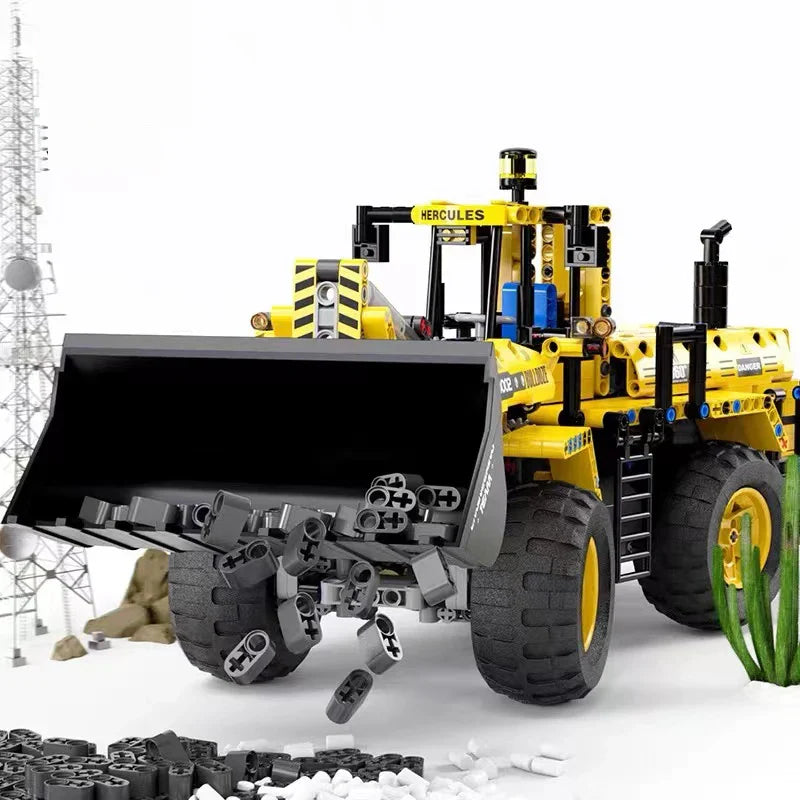MOC 2.4G Remote Control Excavator Crane Loader Trucks Building Blocks Engineering Car Bricks Technical Model Toys For Kid Gift