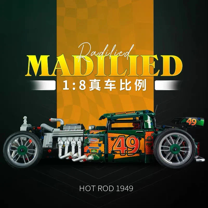 Technical Classic Control Vintage Car Building Blocks APP Control Cyberpunk Vehicle Bricks Model Toys For Kids Birthday Gift MOC