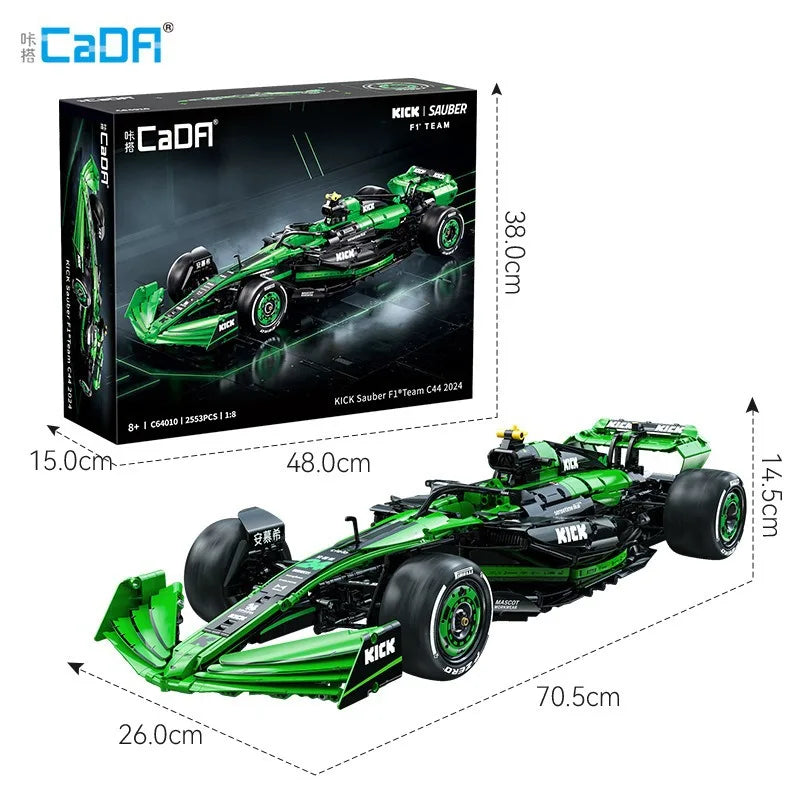 Cada 1:8  MOC Sauber F1 Team C44 Formula-1 F1 Racing Car Number 24 Sports Car Building Blocks City KICK Car Bricks Toys Gift