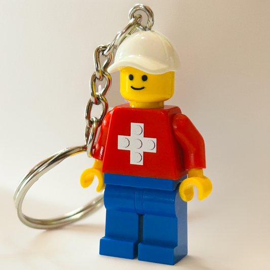 Minifigur Schlüsselanhänger Swiss Brick Schweizerkreuz